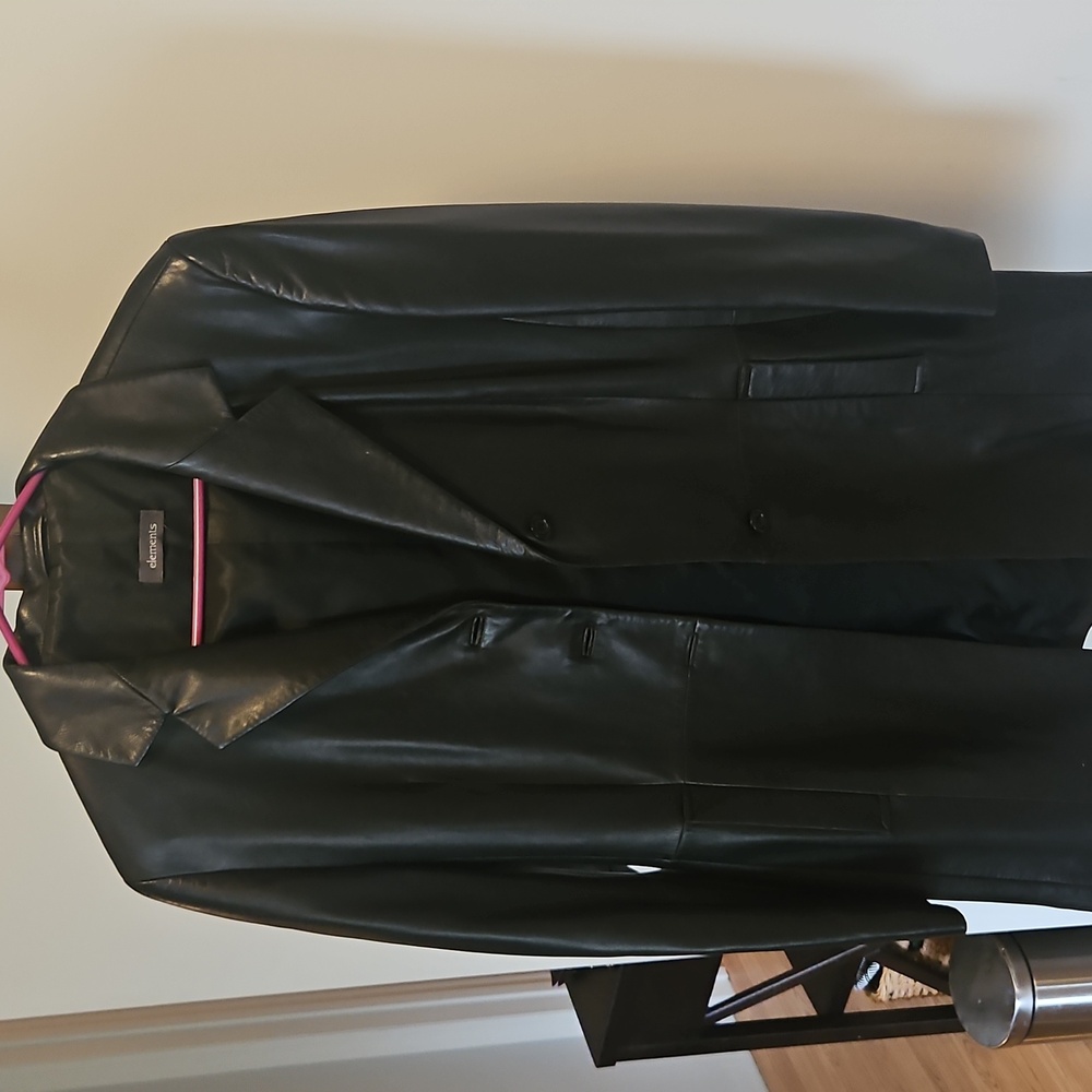 Element Black Leather Jacket Mens 36